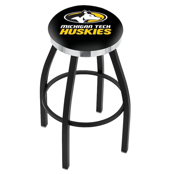 Holland Bar Stool Co 25" Blk Wrinkle Michigan Tech Swivel Bar Stool, Chrome Ring - L8B2C25MITECH