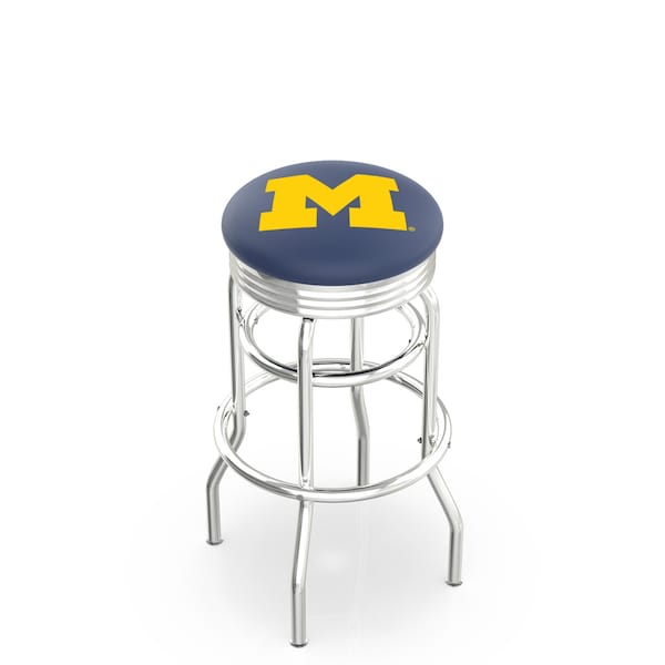 Holland Bar Stool Co 30" Chrome 2-Ring Michigan Swivel Bar Stool, Accent Ring - L7C3C30MICHUN