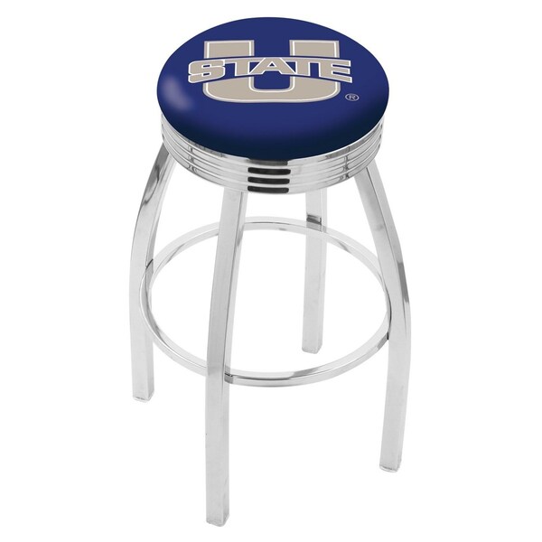 Holland Bar Stool Co 25" Chrome Utah State Swivel Bar Stool, Accent Ring - L8C3C25UTAHST