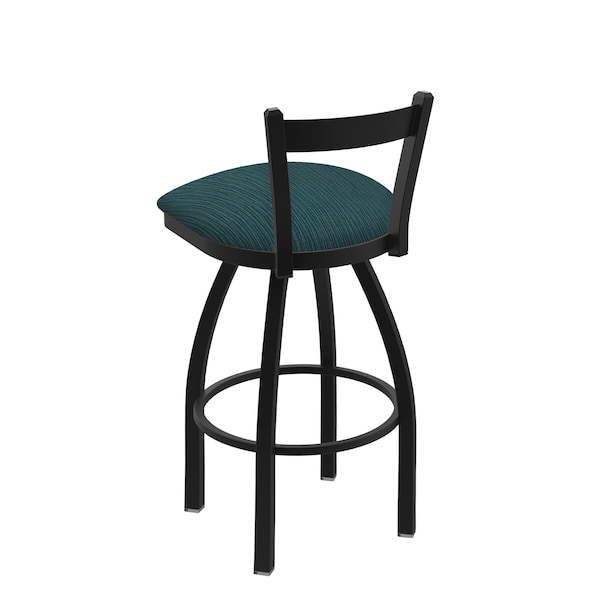 Holland Bar Stool Co 30" Low Back Swivel Bar Stool, Black Wrinkle, Graph Tidal Seat - 82130BW022