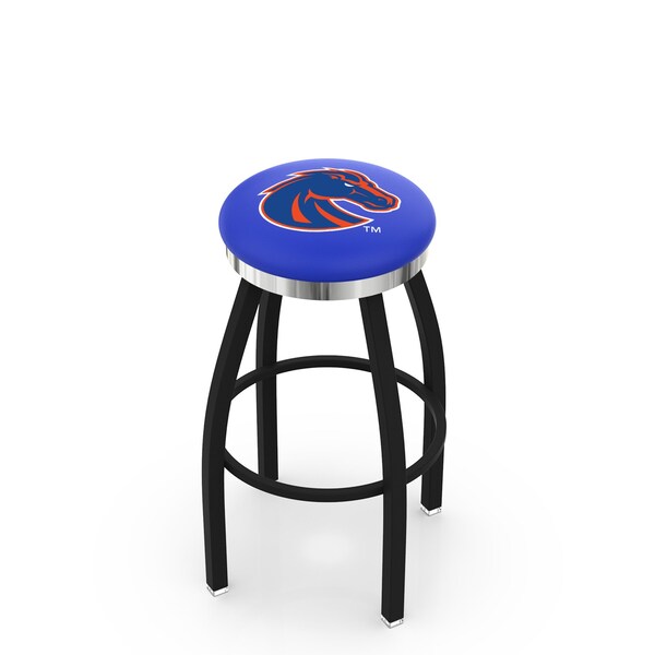 Holland Bar Stool Co 25" Blk Wrinkle Boise State Swivel Bar Stool, Chrome Ring - L8B2C25BOISES