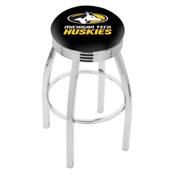 Holland Bar Stool Co 25" Chrome Michigan Tech Swivel Bar Stool, Accent Ring - L8C3C25MITECH