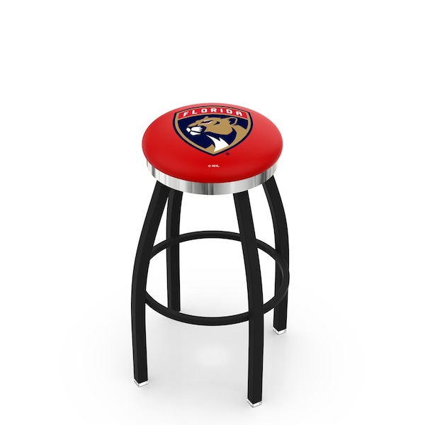 Holland Bar Stool Co 30" Blk Wrinkle Florida Panthers Swivel Bar Stool, Chrome Ring - L8B2C30FLAPAN