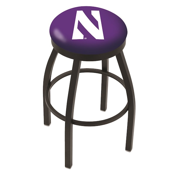Holland Bar Stool Co 30" Blk Wrinkle Northwestern Swivel Bar Stool, Accent Ring - L8B2B30NTHWST