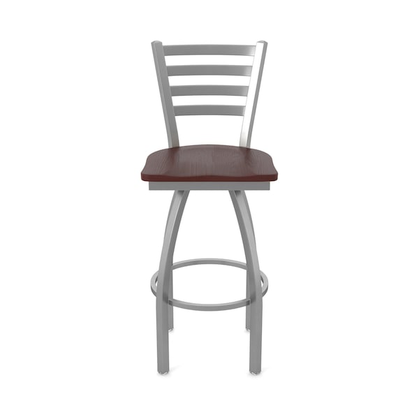 Holland Bar Stool Co 410 Jackie Stainless Steel 36in Swivel Bar Stool with Dark Cherry Oak Seat - 41036SSDCOAK