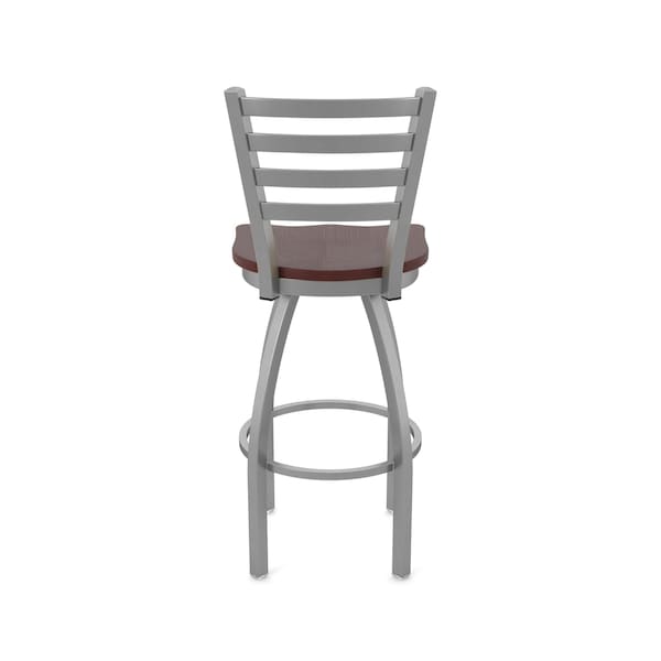 Holland Bar Stool Co 410 Jackie Stainless Steel 36in Swivel Bar Stool with Dark Cherry Oak Seat - 41036SSDCOAK