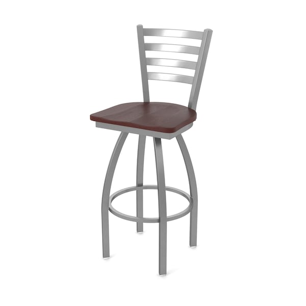Holland Bar Stool Co 410 Jackie Stainless Steel 36in Swivel Bar Stool with Dark Cherry Oak Seat - 41036SSDCOAK