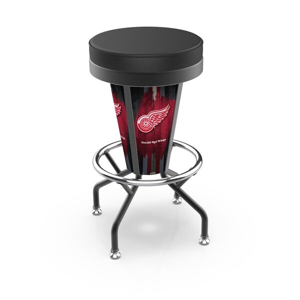 Holland Bar Stool Co Lighted Detroit Red Wings 30" Swivel Bar Stool - L500030DETREDBLKVINYL