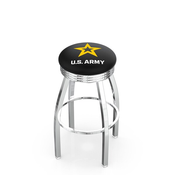 Holland Bar Stool Co 30" Chrome U.S. Army Swivel Bar Stool, Accent Ring - L8C3C30ARMY