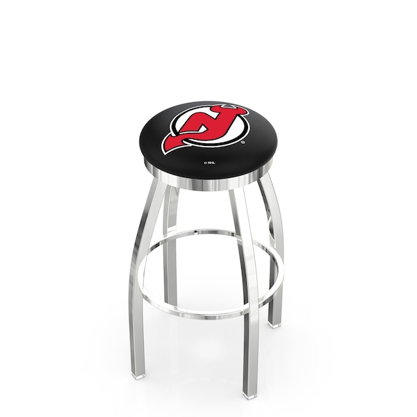 Holland Bar Stool Co 30" Chrome New Jersey Devils Swivel Bar Stool, Accent Ring - L8C2C30NJDEVL