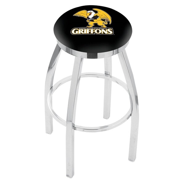 Holland Bar Stool Co 25" Chrome Missouri Western State Swivel Bar Stool, Accent Ring - L8C2C25MOWST