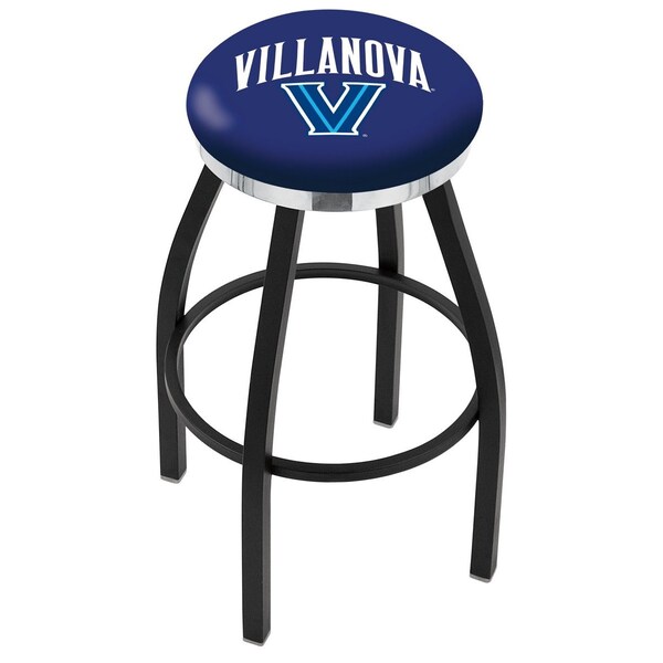 Holland Bar Stool Co 25" Blk Wrinkle Villanova Swivel Bar Stool, Chrome Ring - L8B2C25VILNVA