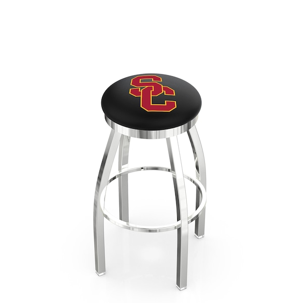 Holland Bar Stool Co 30" Chrome USC Trojans Swivel Bar Stool, Accent Ring - L8C2C30SOUCAL
