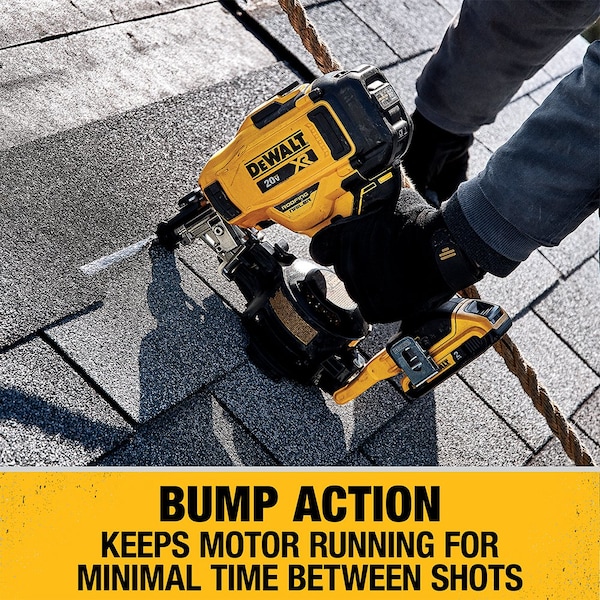 Dewalt 20V MAX* 15 degree Cordless Coil Roofing Nailer Kit - DCN45RND1