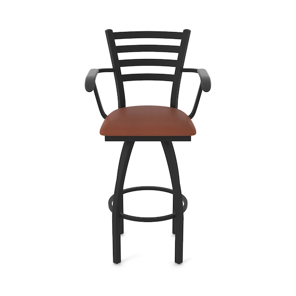 Holland Bar Stool Co Jackie with Arms 36 in. Swivel Bar Stool with Black Wrinkle Finish and Rein Adobe Seat - 415