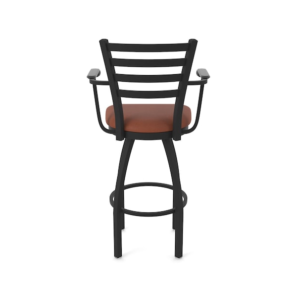Holland Bar Stool Co Jackie with Arms 36 in. Swivel Bar Stool with Black Wrinkle Finish and Rein Adobe Seat - 415