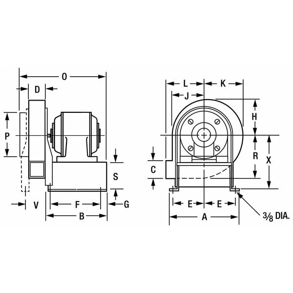Dayton D/D Blower w/ Motor, 208-230/460 V - 7AT95