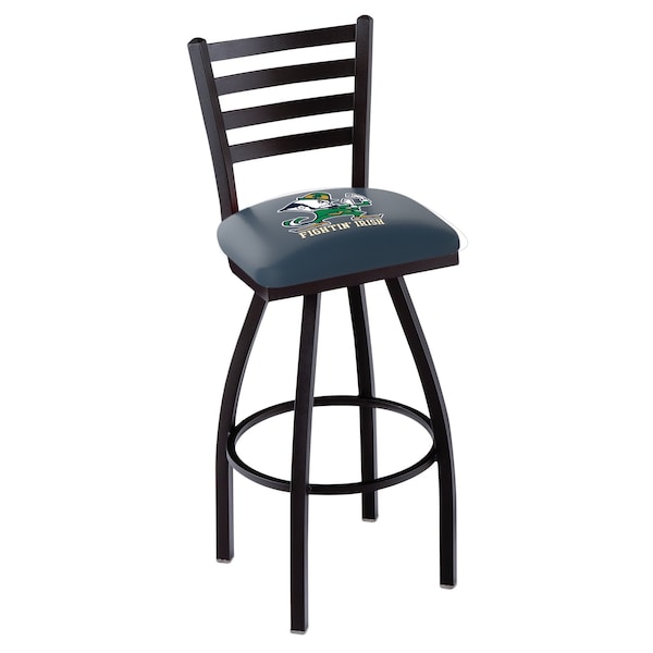 Holland Bar Stool Co 30" Blk Wrinkle Notre Dame Leprechaun Swivel Bar Stool, Ladder Back - L01430ND-LEP