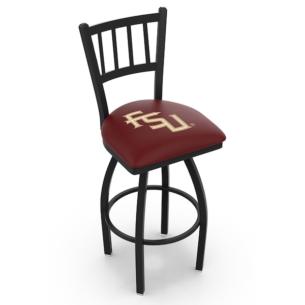 Holland Bar Stool Co 25" Blk Wrinkle Florida State (Script) Swivel Bar Stool, Jailhouse Back - L01825FSU-FS