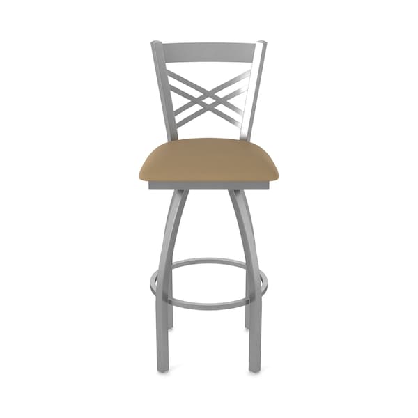 Holland Bar Stool Co OD820 Catalina Stainless Steel 30 Swivel Outdoor Bar Stool with Breeze Champagne Seat - OD82030SSOD005