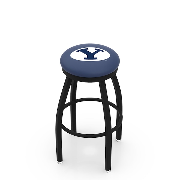 Holland Bar Stool Co 25" Blk Wrinkle Brigham Young Swivel Bar Stool, Accent Ring - L8B2B25BRIGYN