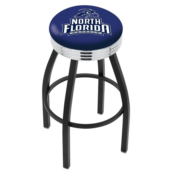 Holland Bar Stool Co 25" Blk Wrinkle North Florida Swivel Bar Stool, Chrome Ring - L8B3C25NORFLA