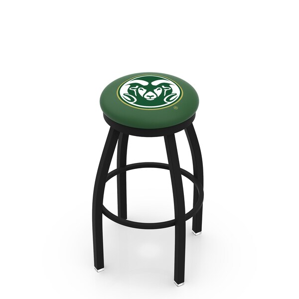 Holland Bar Stool Co 25" Blk Wrinkle Colorado State Swivel Bar Stool, Accent Ring - L8B2B25COLOST