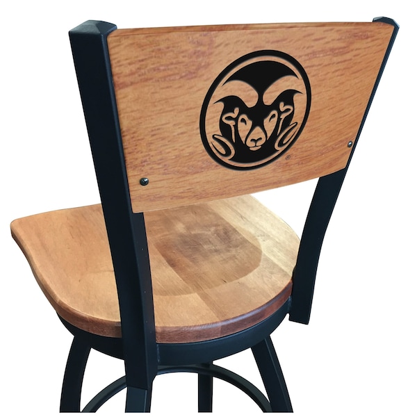 Holland Bar Stool Co 30" Blk Wrinkle Colorado State Swivel Bar Stool, Laser Engraved Back - L03830BWMEDMPLACOLOSTMEDMPL