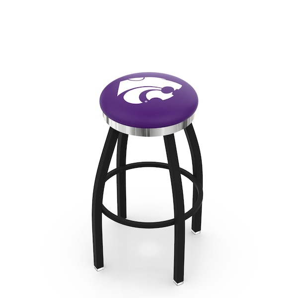 Holland Bar Stool Co 25" Blk Wrinkle Kansas State Swivel Bar Stool, Chrome Ring - L8B2C25KNSASS