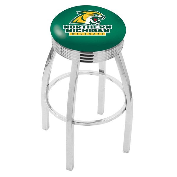 Holland Bar Stool Co 25" Chrome Northern Michigan Swivel Bar Stool, Accent Ring - L8C3C25NORMIC