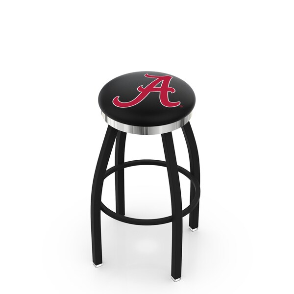 Holland Bar Stool Co 25" Blk Wrinkle Alabama Swivel Bar Stool, Chrome Ring - L8B2C25AL-A