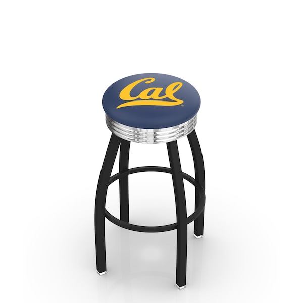 Holland Bar Stool Co 25" Blk Wrinkle Cal Swivel Bar Stool, Chrome Ring - L8B3C25CAL-UN
