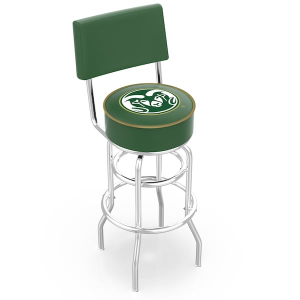 Holland Bar Stool Co 30" Chrome 2-Ring Colorado State Swivel Bar Stool, Back - L7C430COLOST
