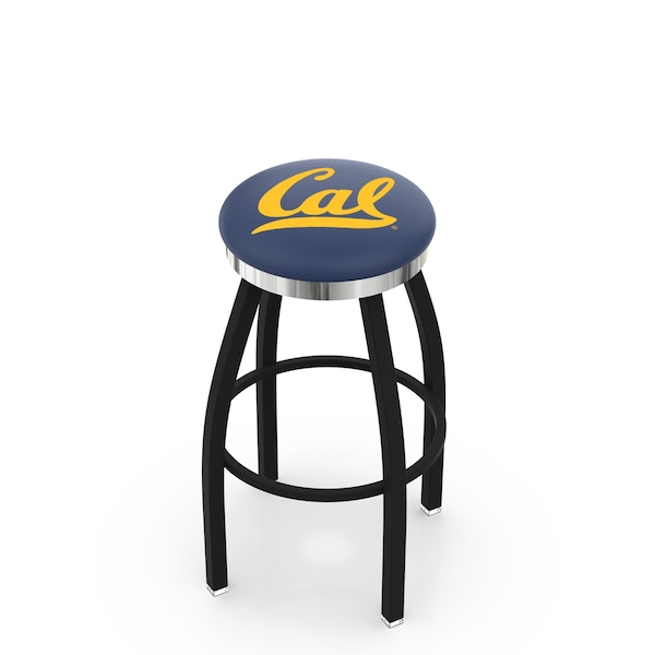 Holland Bar Stool Co 30" Blk Wrinkle Cal Swivel Bar Stool, Chrome Ring - L8B2C30CAL-UN
