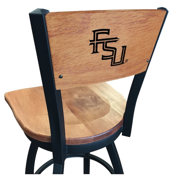 Holland Bar Stool Co 25" Blk Wrinkle Florida State Script Swivel Bar Stool, Engraved Back - L03825BWMEDMPLAFSU-FSMEDMPL