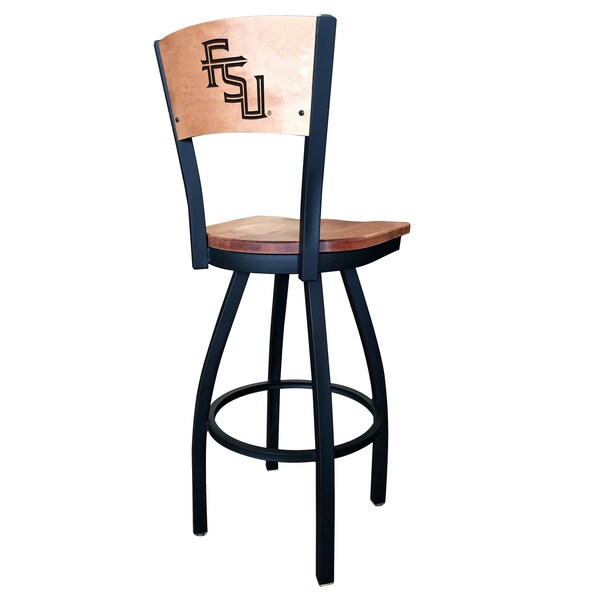 Holland Bar Stool Co 25" Blk Wrinkle Florida State Script Swivel Bar Stool, Engraved Back - L03825BWMEDMPLAFSU-FSMEDMPL