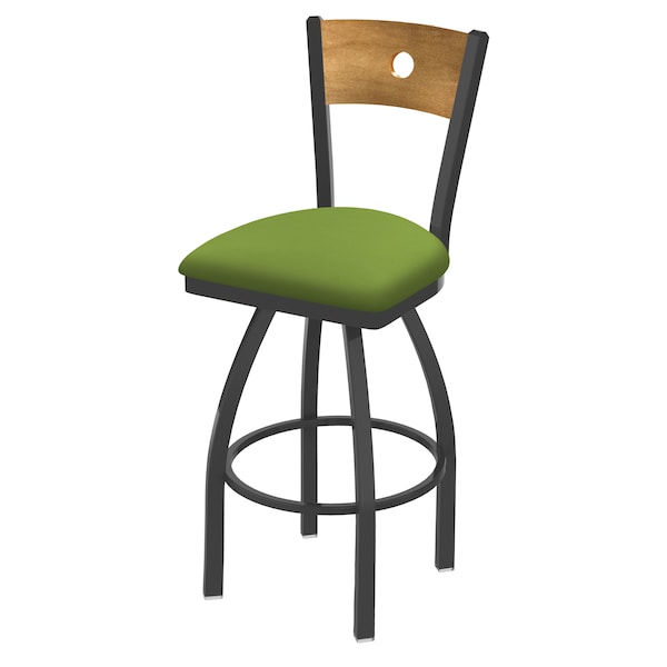 Holland Bar Stool Co 30" Swivel Counter Stool, Bronze Finish, Med Back, Canter Kiwi Green Seat - 83030PWMEDMPLB009