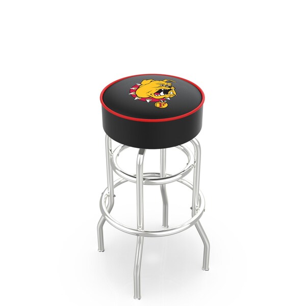 Holland Bar Stool Co 30" Ferris State Cushion Seat, 2-Ring Chrome Swivel Bar Stool - L7C130FERRST