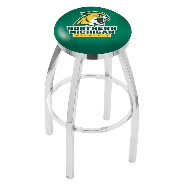 Holland Bar Stool Co 25" Chrome Northern Michigan Swivel Bar Stool, Accent Ring - L8C2C25NORMIC