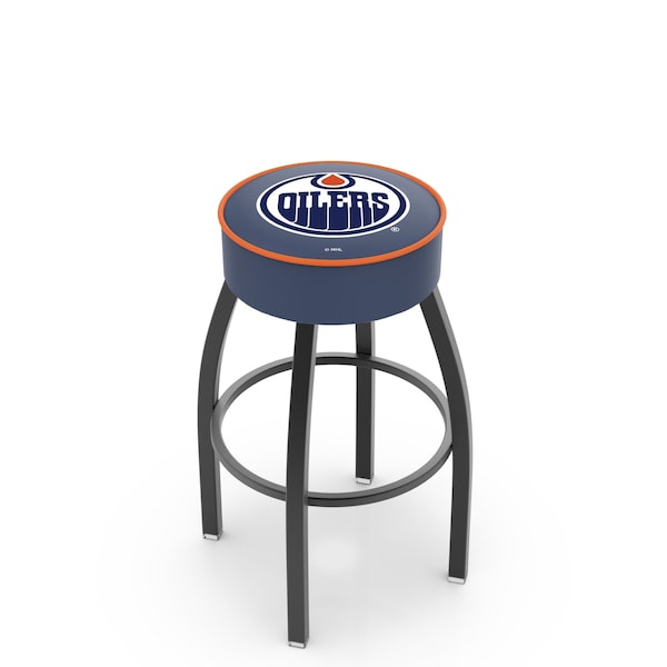 Holland Bar Stool Co 30" 4" Edmonton Oilers Cushion Seat, Blk Wrinkle Base Swivel Bar Stool - L8B130EDMOIL