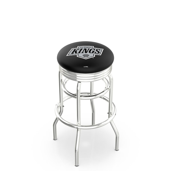 Holland Bar Stool Co 25" Chrome 2-Ring Los Angeles Kings Swivel Bar Stool, Accent Ring - L7C3C25LAKING