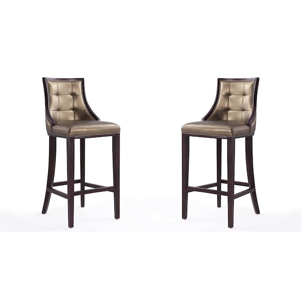 Manhattan Comfort Fifth Avenue Bar Stool in Bronze and Walnut (Set of 2) - 2-BS007-BZ