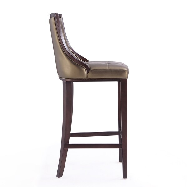 Manhattan Comfort Fifth Avenue Bar Stool in Bronze and Walnut (Set of 2) - 2-BS007-BZ