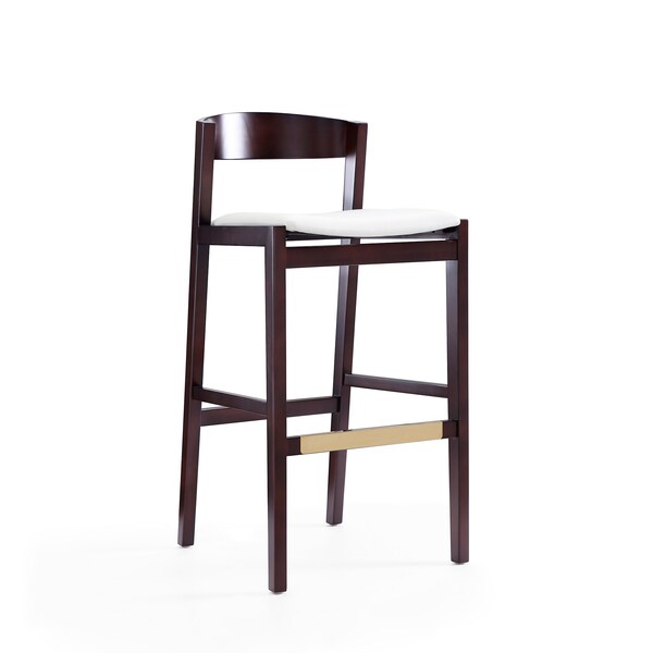 Manhattan Comfort Klismos Barstool in Ivory and Dark Walnut (Set of 2) - 2-BS014-IV