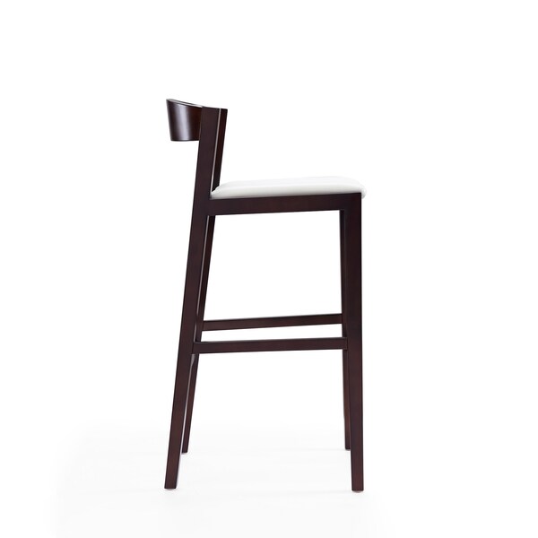 Manhattan Comfort Klismos Barstool in Ivory and Dark Walnut (Set of 2) - 2-BS014-IV