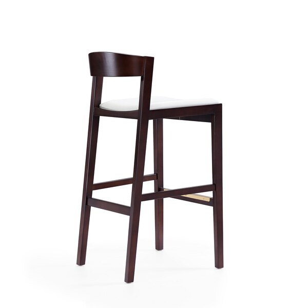 Manhattan Comfort Klismos Barstool in Ivory and Dark Walnut (Set of 2) - 2-BS014-IV