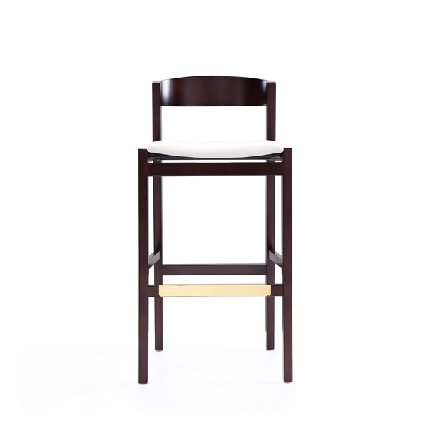 Manhattan Comfort Klismos Barstool in Ivory and Dark Walnut (Set of 2) - 2-BS014-IV