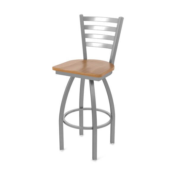 Holland Bar Stool Co 410 Jackie Stainless Steel 36in Swivel Bar Stool with Medium Maple Seat - 41036SSMEDMPL