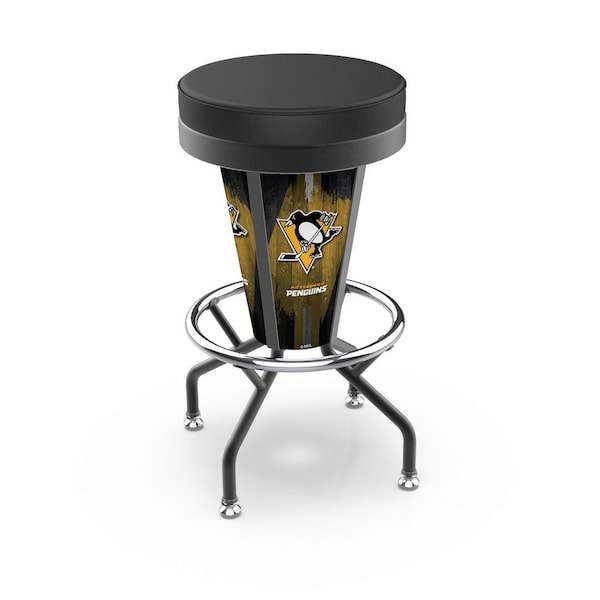 Holland Bar Stool Co Lighted Pittsburgh Penguins 30" Swivel Bar Stool - L500030PITPENBLKVINYL