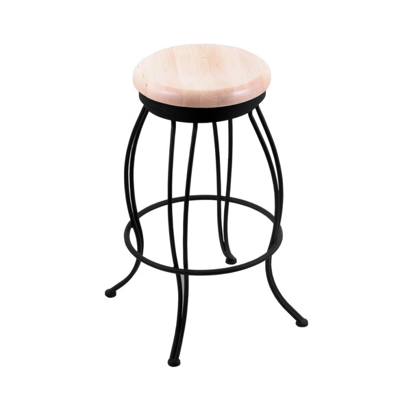 Holland Bar Stool Co 30" Swivel Bar Stool, Black Wrinkle, Nat Maple Seat - 300030BWNATMPL
